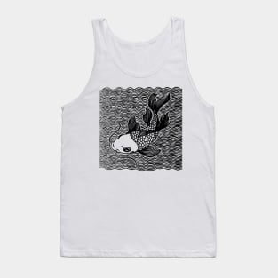 Koi Fish Great Wave Tattoo V2 Blk Tank Top